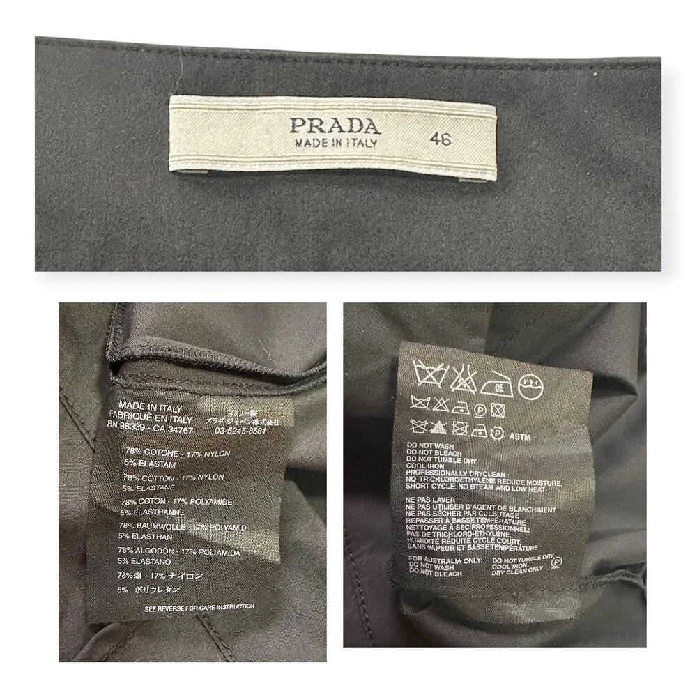 Prada Black Pleated Cotton Nylon Skirt Made in Italy 46 - Picture 3 of 12